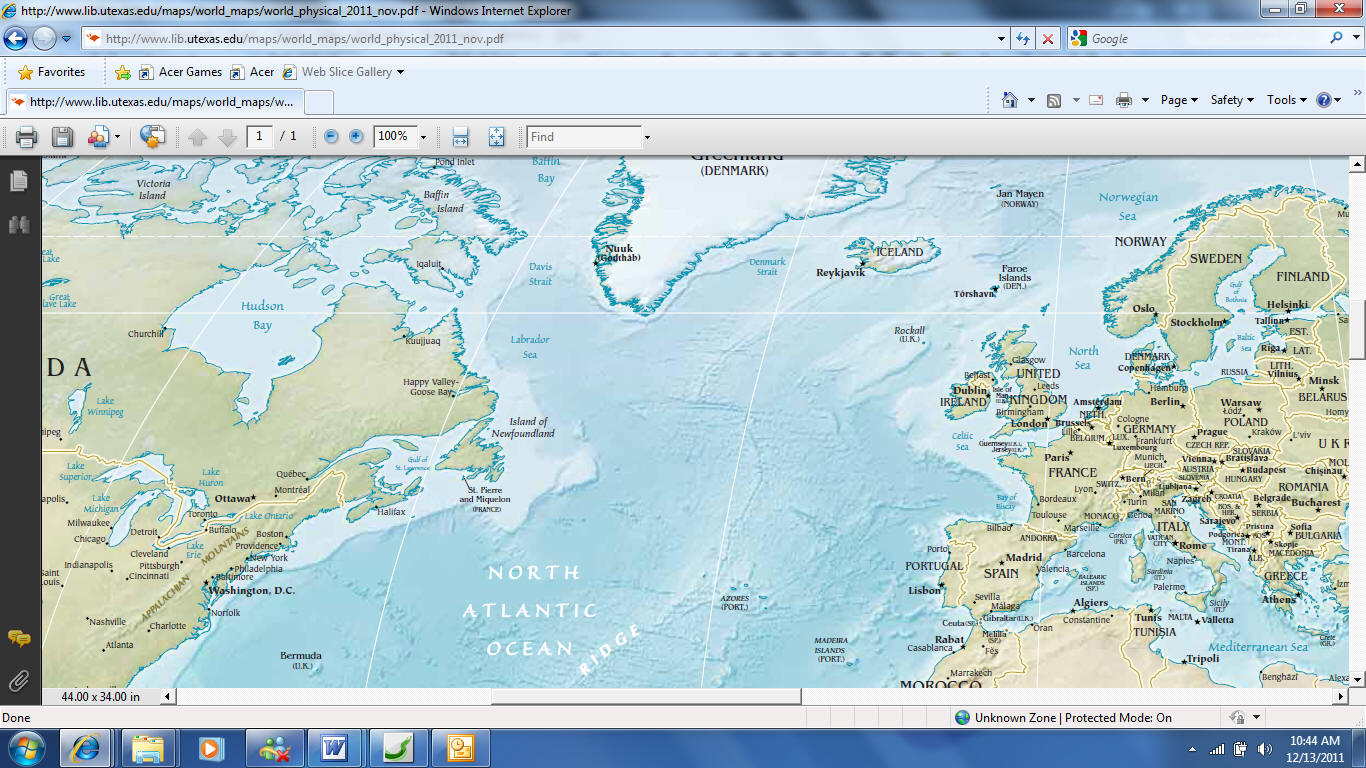 North Atlantic Cruise Map